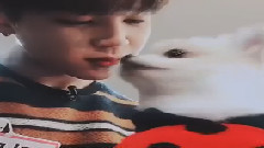 推特更新朴智旻和狗狗kiss