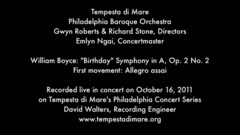 William Boyce Symphony In A, Op. 2 No. 2