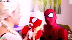 Spiderman, Frozen Elsa & Spiderbaby Superhero Fun in Real Life