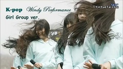 当表演时遇到大风的女团们