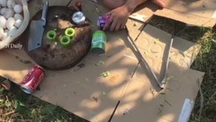 Village food in my country - How to Grill Egg with bitter gourd and Coca can - How to gill Eggs