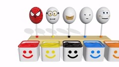 小黄人与超级英雄蜘蛛侠美国队长棒棒糖学习颜色