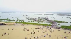 航拍银川美丽沙湖