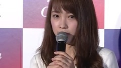 AKB48 - 川栄李奈,オットセイの"チュー"は"動物って感じ" "オリックスグループ"新CM発表会1