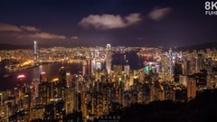 8K FUHD Hong Kong Night Scene at Victoria Peak Time lapse