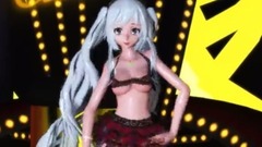 初音未来,音乐短片,VOCALOID家族,洛天依,朱敏希(Stellar) - MMd【喵喵DI时代RV20】Stellar Sting 魔鬼中黑丝白丝蕾丝短裙