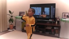 My son(5year old) acting Bruce Lee's nunchaku scene
