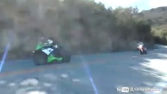 骑摩托车山间公路飙车