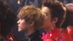 台下为SJ&Bigbang前辈舞台表演加油欢呼